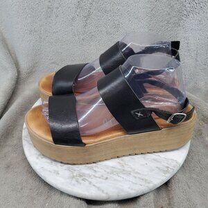 Musse & Cloud Shoes Womens Size EU 41 US 10.5 Black Leather Platform Sandals